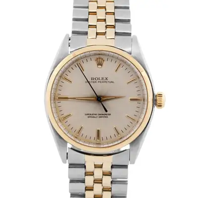 Rolex Oyster Perpetual SILVER Two-Tone Yellow