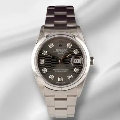 Rolex Date Grey Motif Oyster Steel