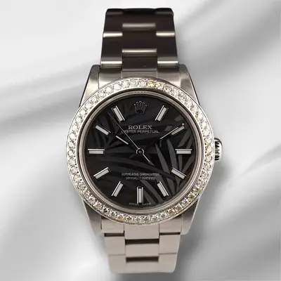 Rolex Oyster Perpetual 1ct Diamonds Black