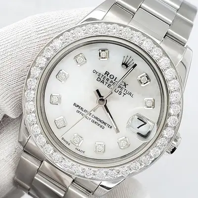 Rolex Datejust Midsize w/Custom 1.62ct Bezel/White
