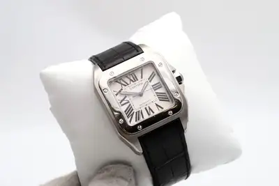 Cartier /Santos/100/ Stainless Steel, Crocodile strap, boxed