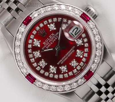 Rolex Datejust Steel -Ruby Diamond Bezel-Red