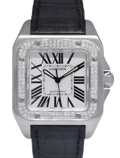 Cartier Santos 100 Steel Diamond Bezel