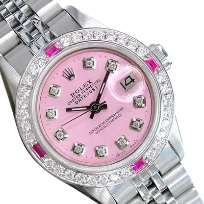 Rolex Datejust Stainless Steel Pink Bezel