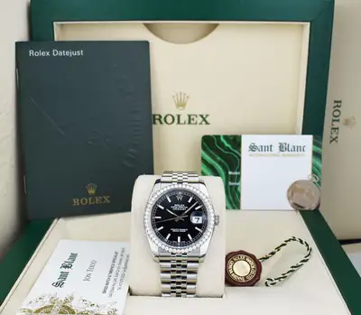 Rolex White Gold SS DateJust Black