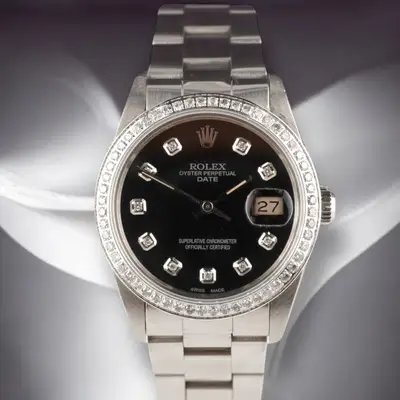 Rolex Date 1ct Black Steel Oyster
