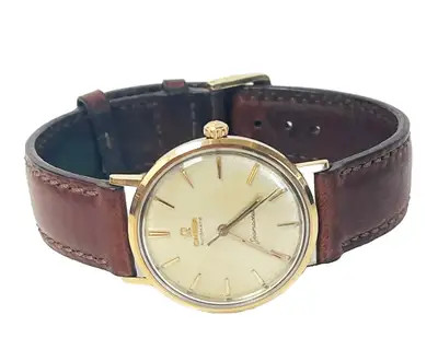 Omega Seamaster Gold Tone Leather Strap
