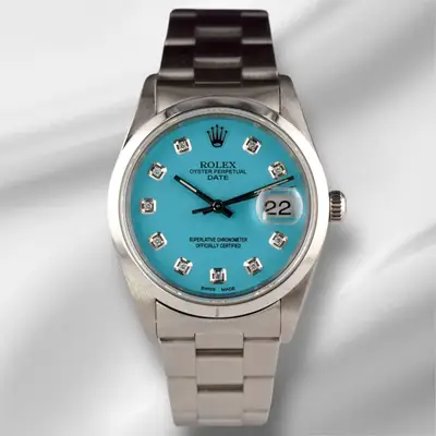 Rolex Date Baby Blue Oyster Steel