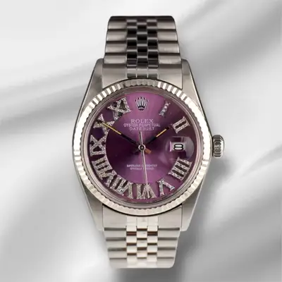 Rolex Datejust Steel Fluted Purple Roman