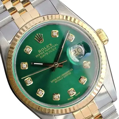 Rolex Datejust Two-Tone Green 18KY Fluted