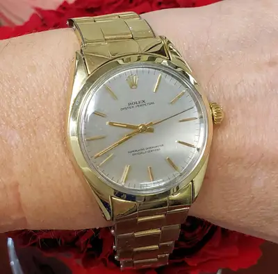 Rolex Oyster Perpetual Gold Plaque Capped