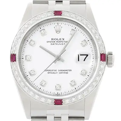 Rolex Datejust White Diamond Ruby 18K