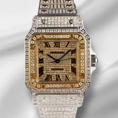 Cartier Santos YG Plated Iced 10ct