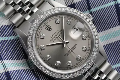 Rolex Datejust Grey Diamond Bezel Stainless
