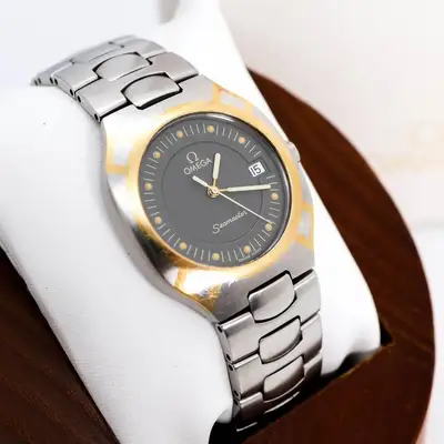 Omega Seamaster Date Two-tone Gold Bezel