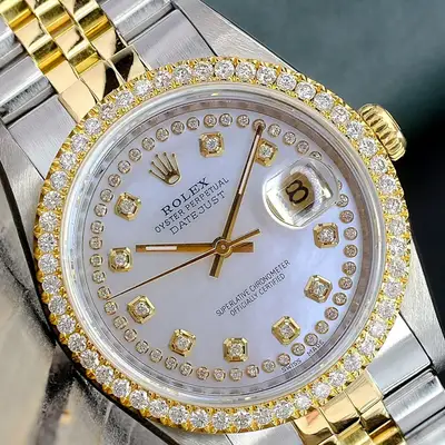 Rolex Datejust Gold Steel Diamond Bezel