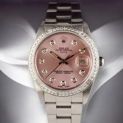 Rolex Date 1ct Pink Steel Oyster