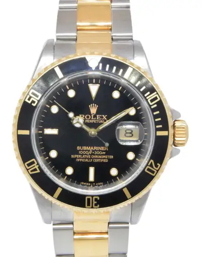 Rolex Rolex Submariner Date 18k Yellow Gold/Steel Black Mens 40mm Watch E 16613