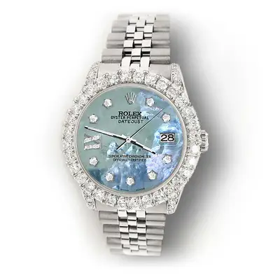 Rolex Datejust 2.95ct Bezel/Lugs/Tahitian Blue MOP