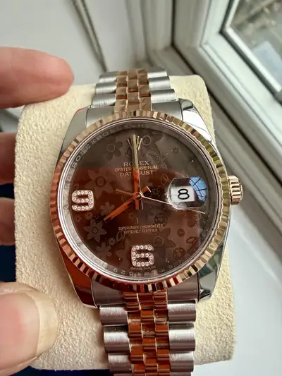 Rolex Datejust Rose Gold Floral Diamond