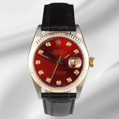 Rolex Datejust Yellow Gold Fluted Red