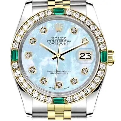 Rolex Datejust Diamond Emerald Bezel Baby