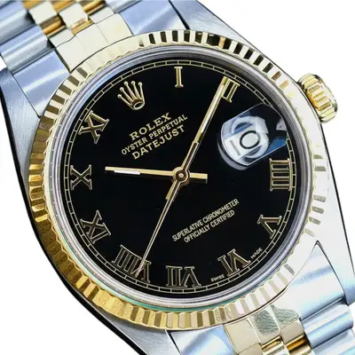 Rolex Datejust Two-Tone Black Fluted Jubilee