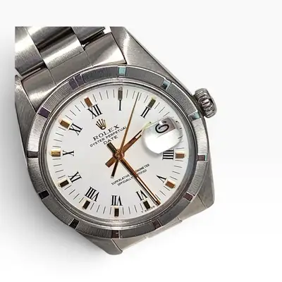 Rolex Date Oyster White Roman Steel