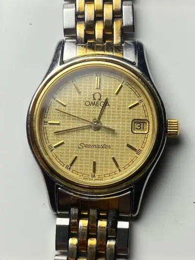 Omega Seamaster Two-Tone Gold-colored Linen- Cleaned