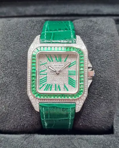 Cartier Santos 100 Custom diamond cubic
