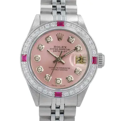 Rolex Datejust Stainless Steel Pink Bezel