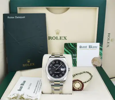 Rolex White Gold SS DateJust Black