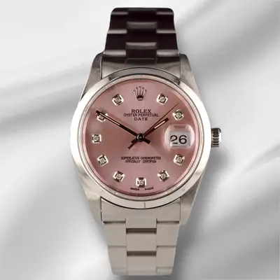 Rolex Date Pink Oyster Steel 15000