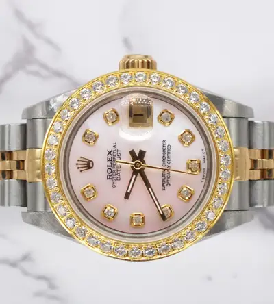 Rolex Steel Gold Rolex Datejust with Pink