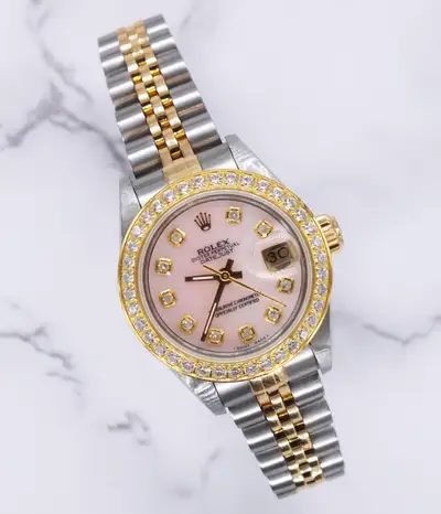 Rolex Steel Gold Rolex Datejust with Pink