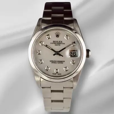 Rolex Date White Mop Oyster Steel