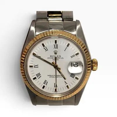 Rolex Date Two Tone White Roman