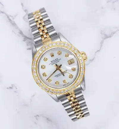 Rolex Datejust with Silver Diamond Bezel