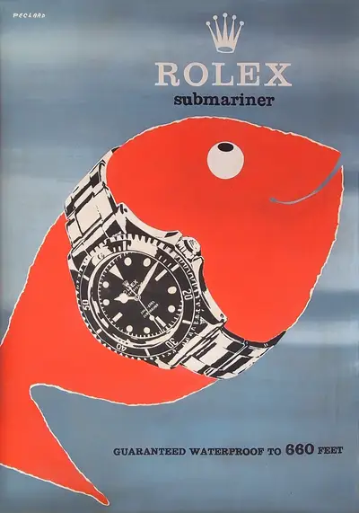 Rolex ROLEX SUBMARINER ORIGINAL MAQUETTE OF THE POSTER OF 1959 WATCH OF JAMES BOND 007