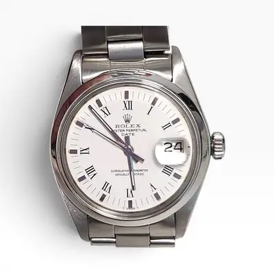 Rolex Date Steel White Roman Oyster