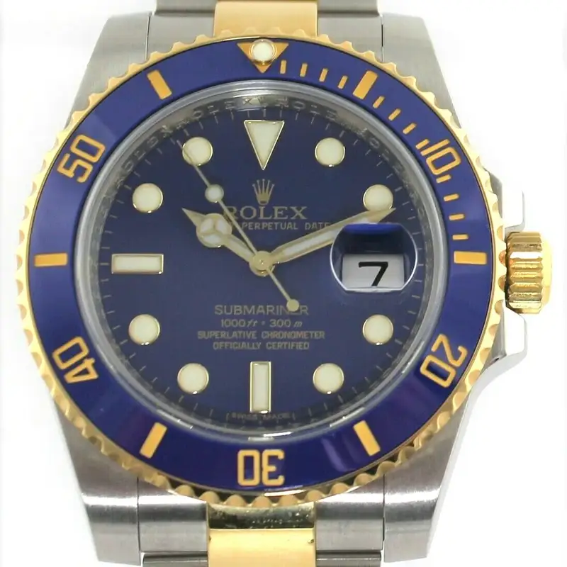 ROLEX SUBMARINER 116613 18K GOLD CERAMIC MENS 40MM AUTO BLUE WATCH BOX PAPERS