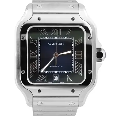 Cartier Santos BLUE ROMAN Stainless Steel
