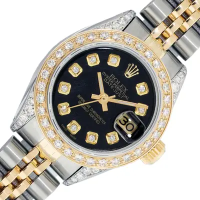 Rolex DateJust Black Diamond Steel and
