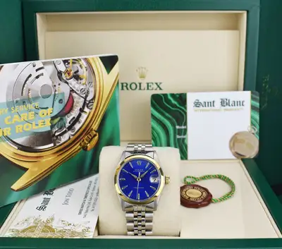 Rolex Midsize Gold SS Oyster-Date Blue