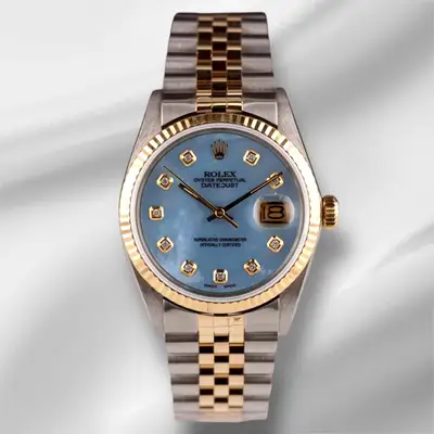 Rolex Datejust Yellow Gold Fluted Blue