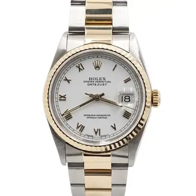 Rolex 18K Gold Combination White Roman
