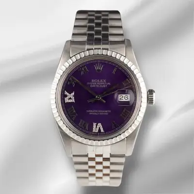 Rolex Datejust Steel Engine-Turned Purple