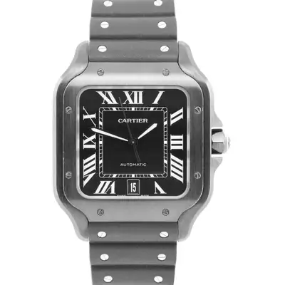 Cartier Santos 39. ADLC Black Stainless