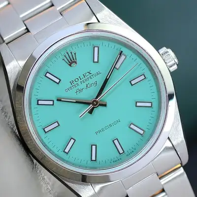 Rolex Air-King Stainless Steel Womens Blue