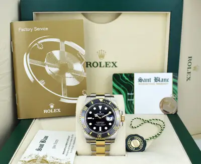 Rolex ROLEX - 18kt Gold & Stainless Steel Submariner Black Dial 116613LN - SANT BLANC